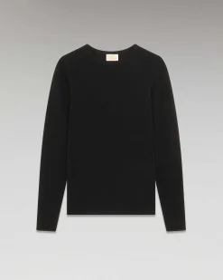 Sale FROM FUTURE Pull Col Rond T-Shirt Leger Noir