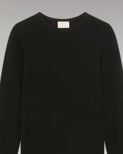 Sale FROM FUTURE Pull Col Rond T-Shirt Leger Noir