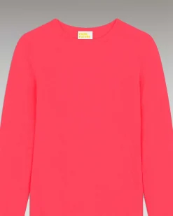 Sale FROM FUTURE Pull Col Rond T-Shirt Leger Coral Pink