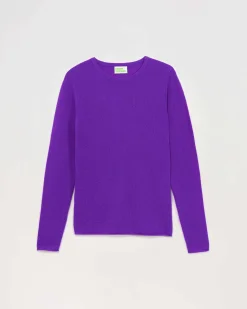 New FROM FUTURE Pull Col Rond T-Shirt Leger Violet Fluo