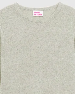 Outlet FROM FUTURE Pull Col Rond T-Shirt Leger Gris Chine Clair