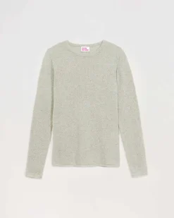Outlet FROM FUTURE Pull Col Rond T-Shirt Leger Gris Chine Clair