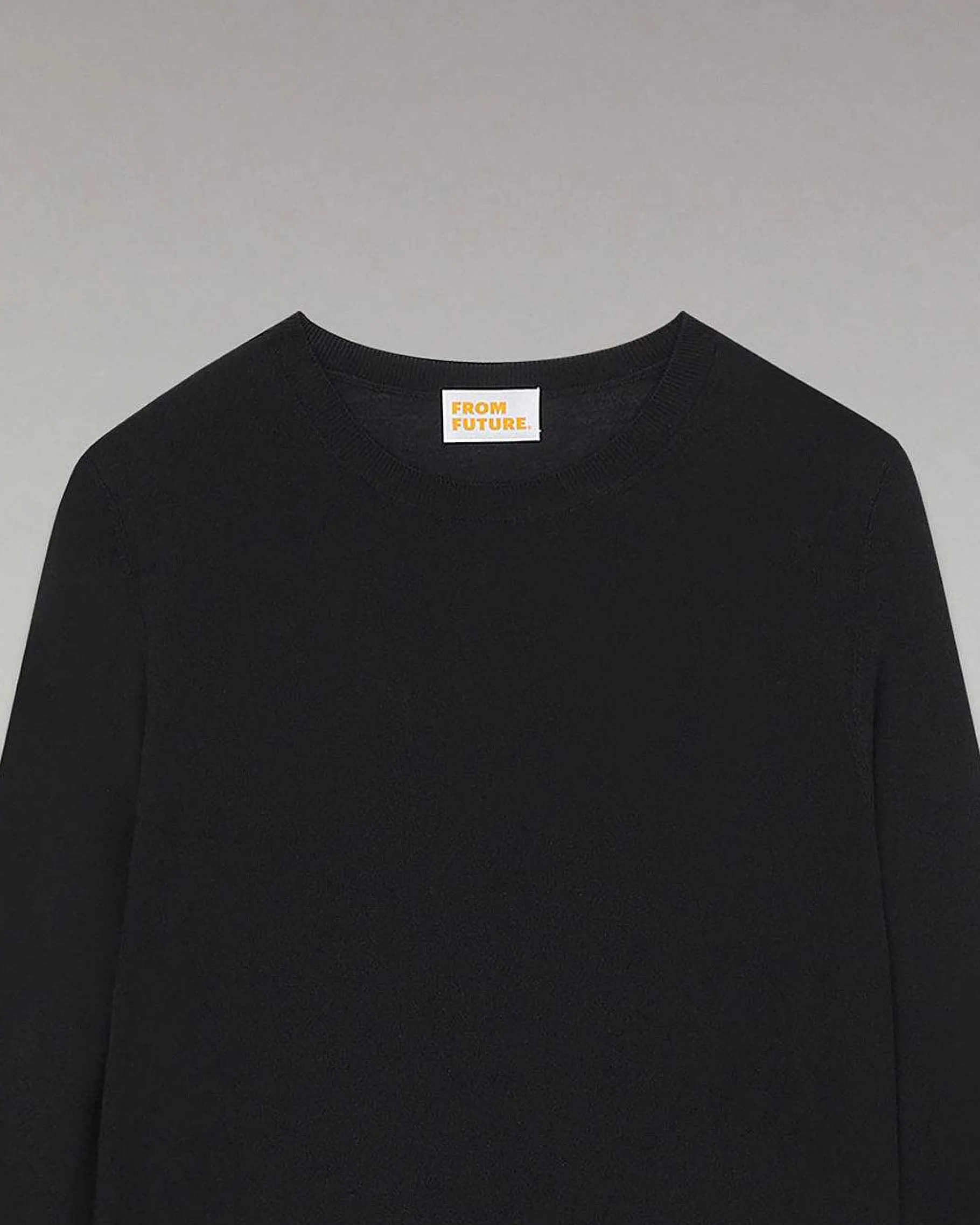 FROM FUTURE Pull Col Rond Uni Noir