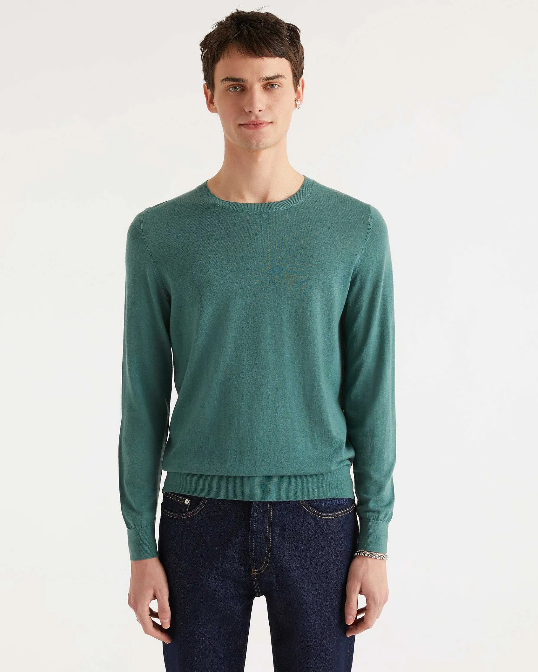 Sale FROM FUTURE Pull Col Rond Uni Rouge Vif