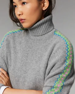 Sale FROM FUTURE Pull Col Roule Bandes Bicolore Forest Green