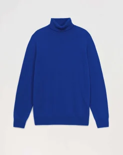 New FROM FUTURE Pull Col Roule Basique Electric Blue
