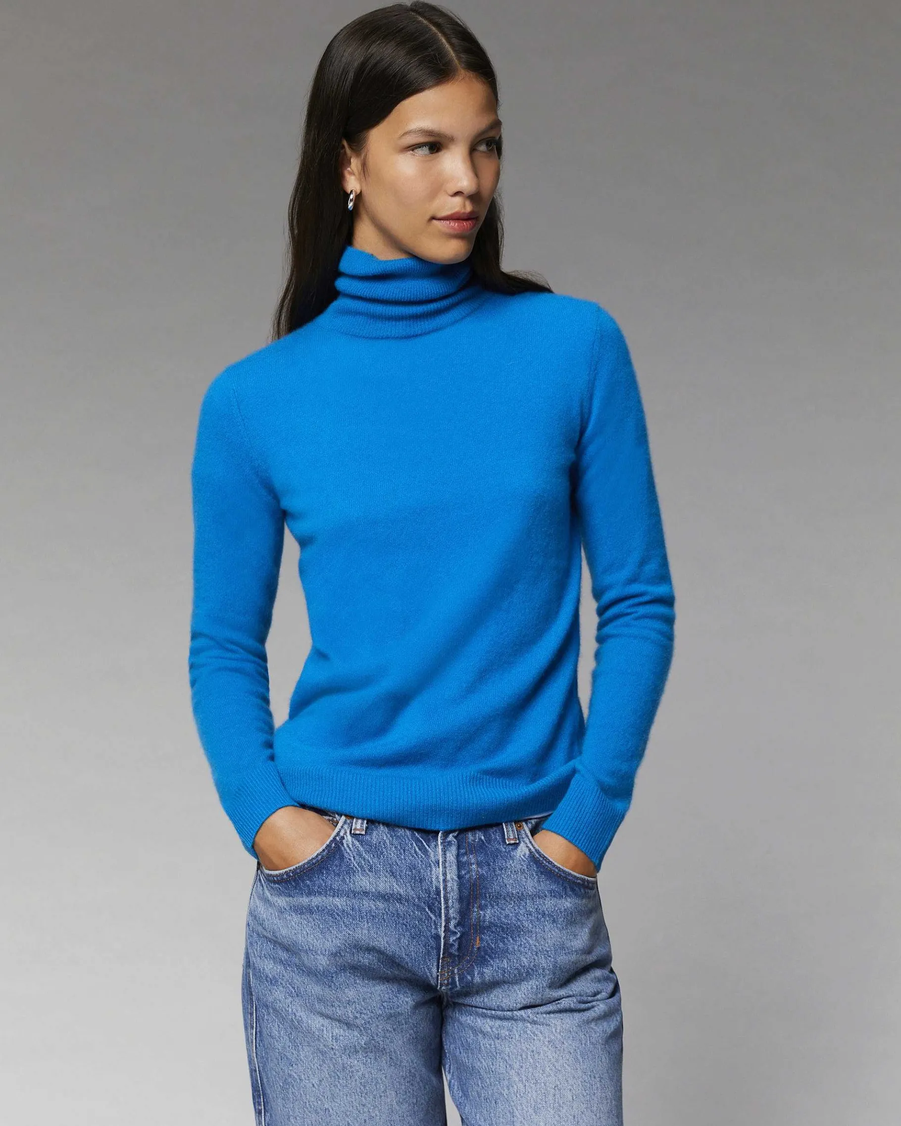 Outlet FROM FUTURE Pull Col Roule Basique Disco Blue
