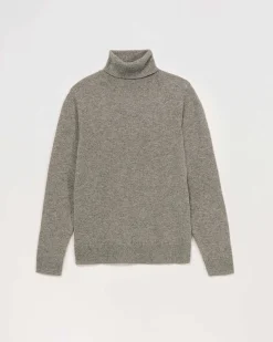 Hot FROM FUTURE Pull Col Roule Basique Gris Chine Fonce