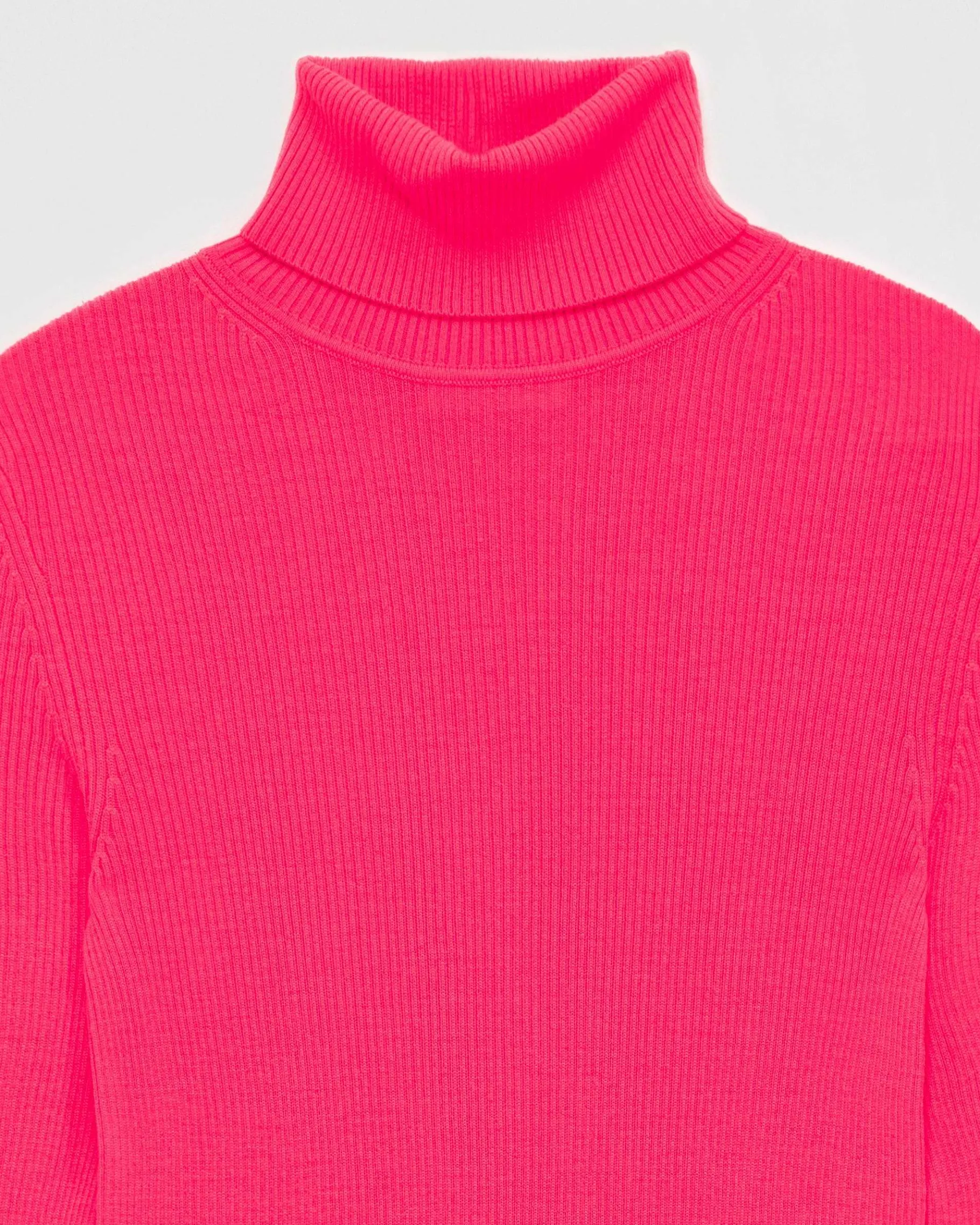 New FROM FUTURE Pull Col Roule Basique Winter Fuschia