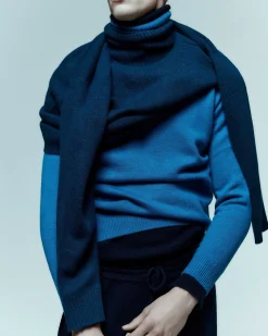 Sale FROM FUTURE Pull Col Roule Basique Epais Prussian Blue