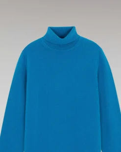 Sale FROM FUTURE Pull Col Roule Basique Epais Prussian Blue