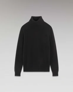 FROM FUTURE Pull Col Roule Basique Epais Noir