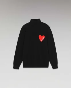 Discount FROM FUTURE Pull Col Roule Coeur Noir