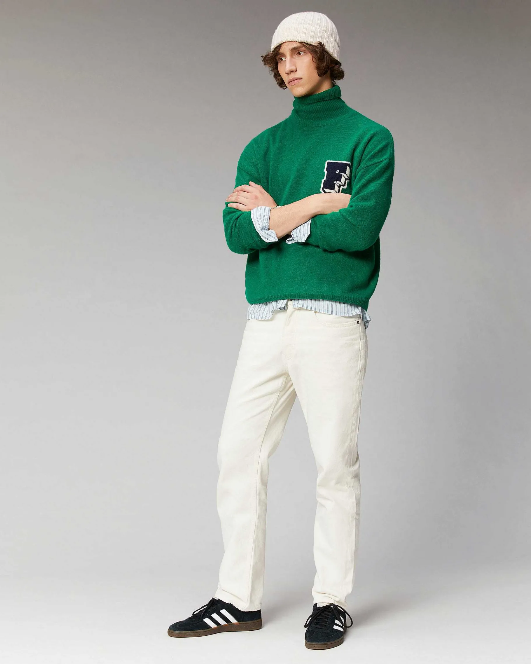 FROM FUTURE Pull Col Roule Oversize Forest Green