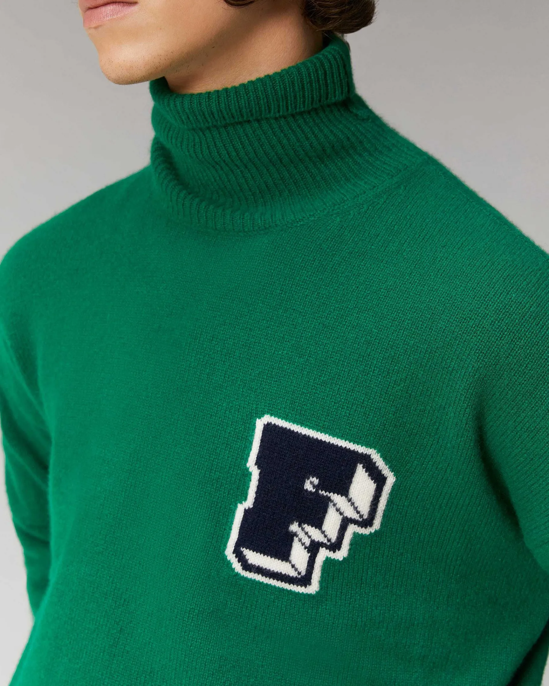 FROM FUTURE Pull Col Roule Oversize Forest Green