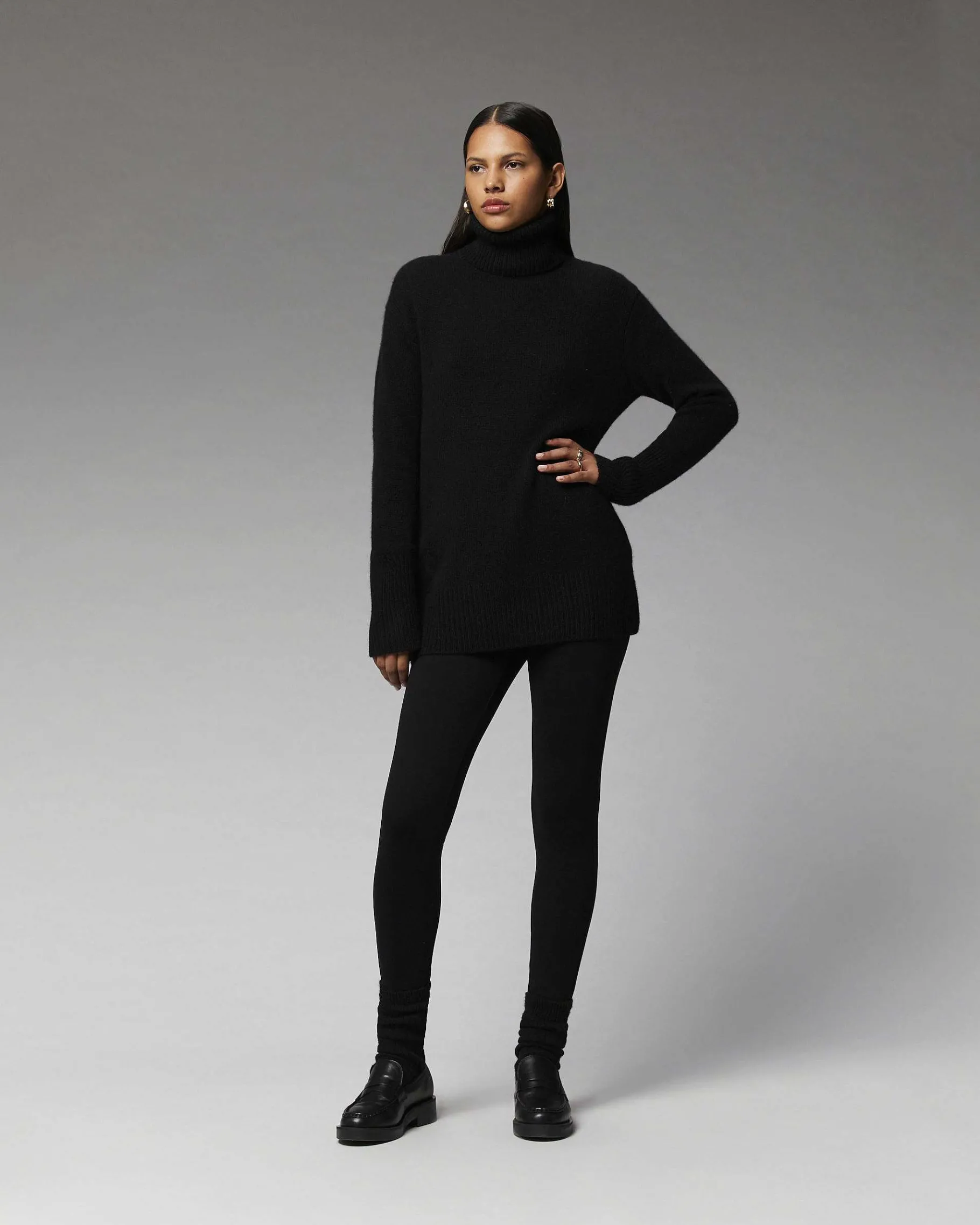 Outlet FROM FUTURE Pull Col Roule Oversize Gris Chine Clair