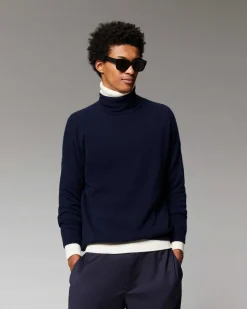 Sale FROM FUTURE Pull Col Roule Oversize Leger Navy