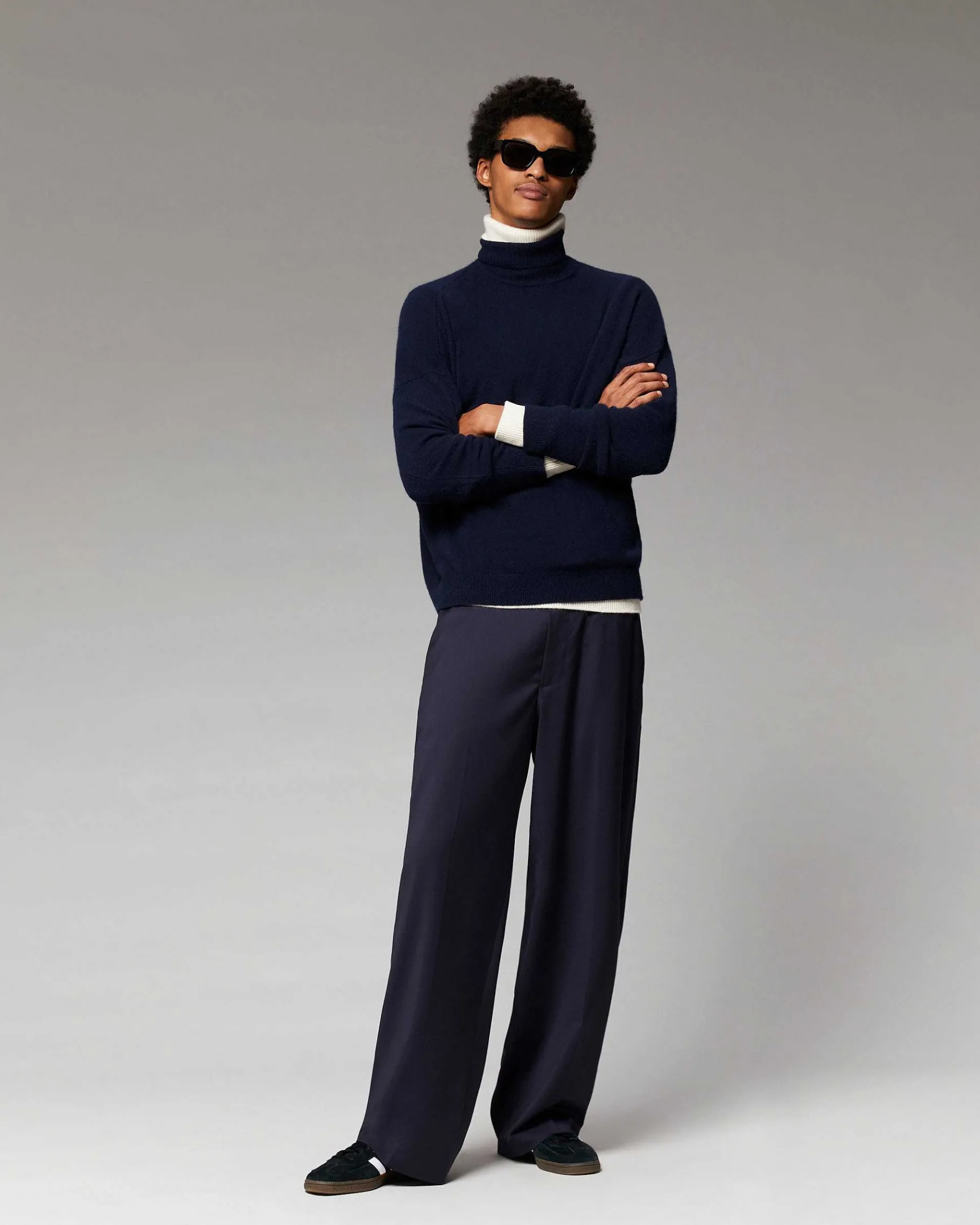 Sale FROM FUTURE Pull Col Roule Oversize Leger Navy