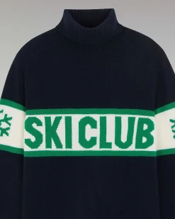 Sale FROM FUTURE Pull Col Roule Ski Club Navy
