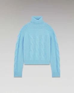 Discount FROM FUTURE Pull Col Roule Torsades Epais Acid Blue