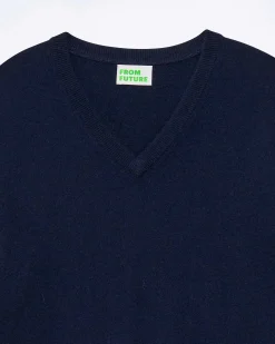 Hot FROM FUTURE Pull Col V Navy