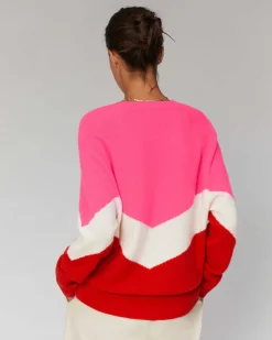 Hot FROM FUTURE Pull Col V Bandes Tricolore Leger Power Red