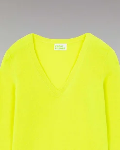 Clearance FROM FUTURE Pull Col V Basique Jaune Fluo