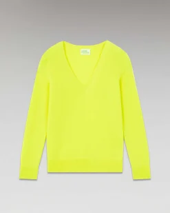 Clearance FROM FUTURE Pull Col V Basique Jaune Fluo