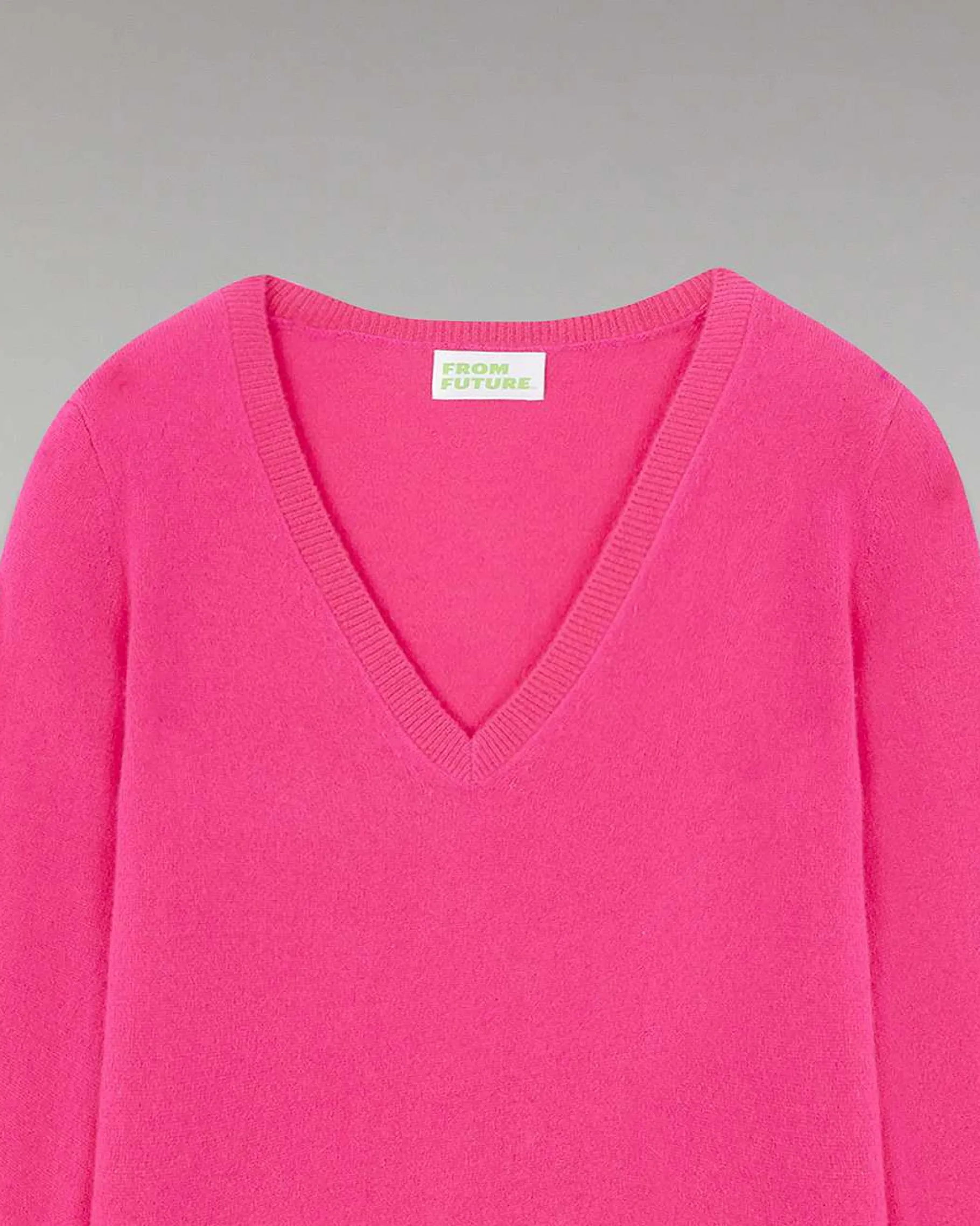 Hot FROM FUTURE Pull Col V Basique Winter Fuschia