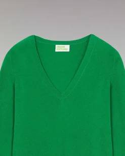 Outlet FROM FUTURE Pull Col V Basique Winter Green