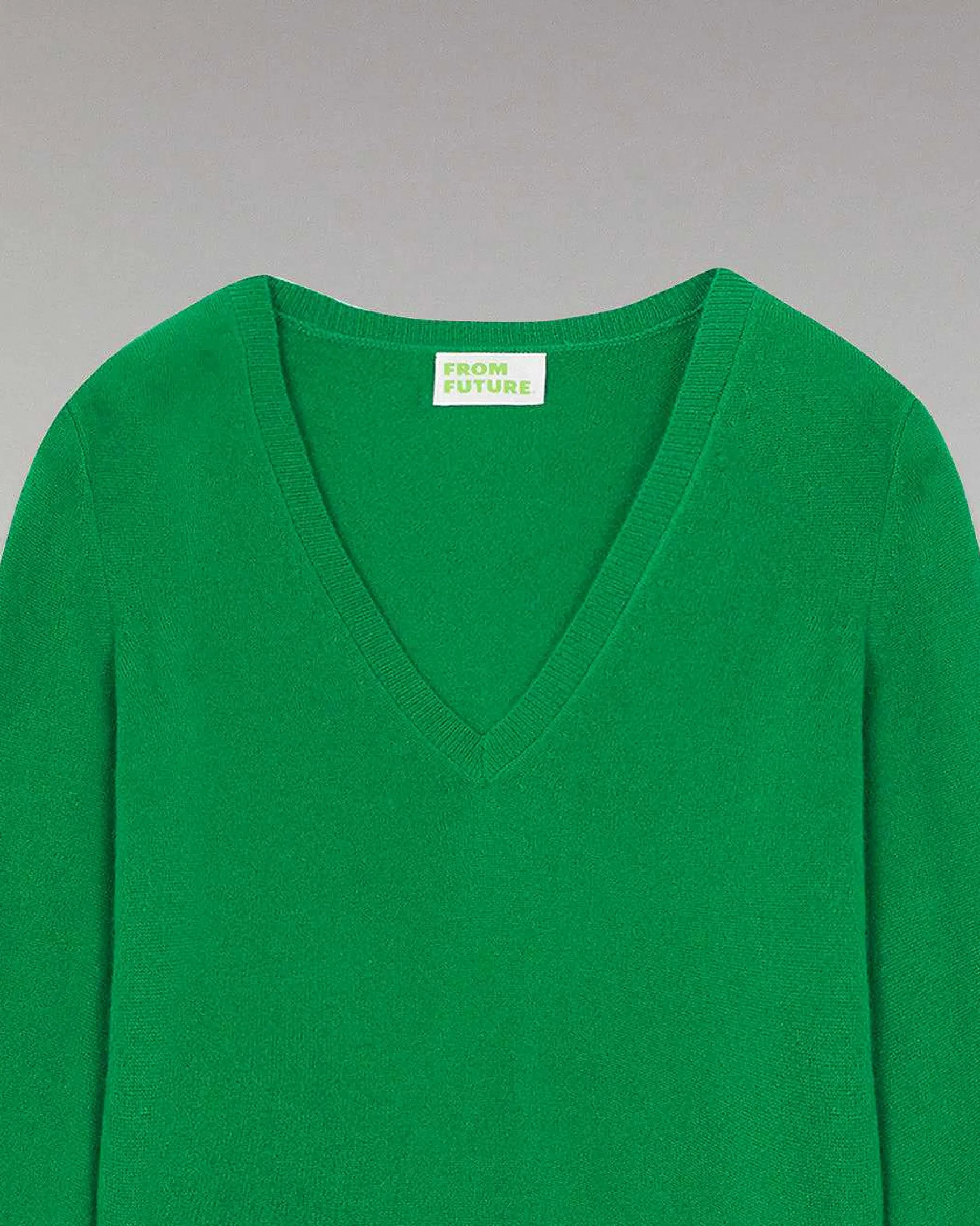 Outlet FROM FUTURE Pull Col V Basique Winter Green