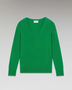 Outlet FROM FUTURE Pull Col V Basique Winter Green