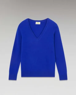 Hot FROM FUTURE Pull Col V Basique Pop Blue