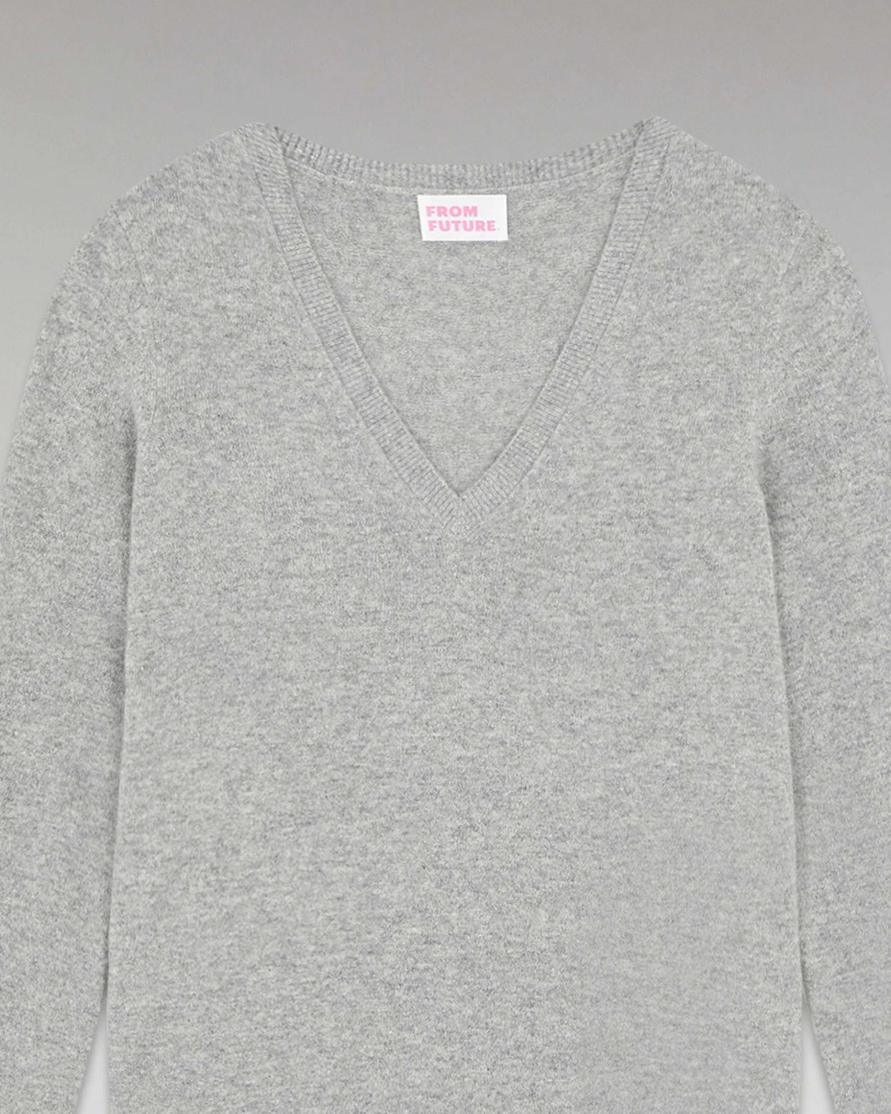 Hot FROM FUTURE Pull Col V Basique Gris Chine Fonce
