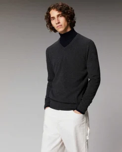 New FROM FUTURE Pull Col V Basique Anthracite
