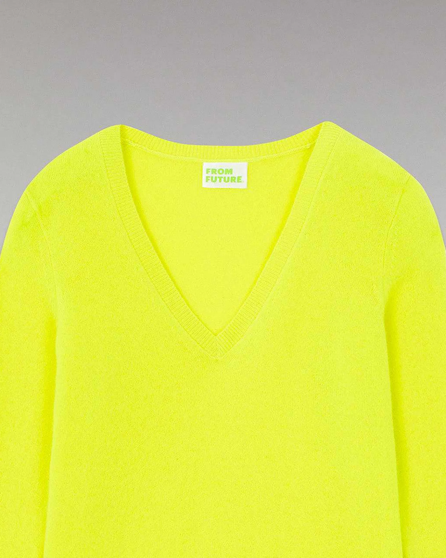 Clearance FROM FUTURE Pull Col V Basique Jaune Fluo