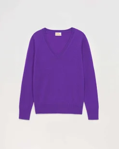 Online FROM FUTURE Pull Col V Basique Violet Fluo