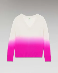 FROM FUTURE Pull Col V Dip Dye Leger Winter Fuschia