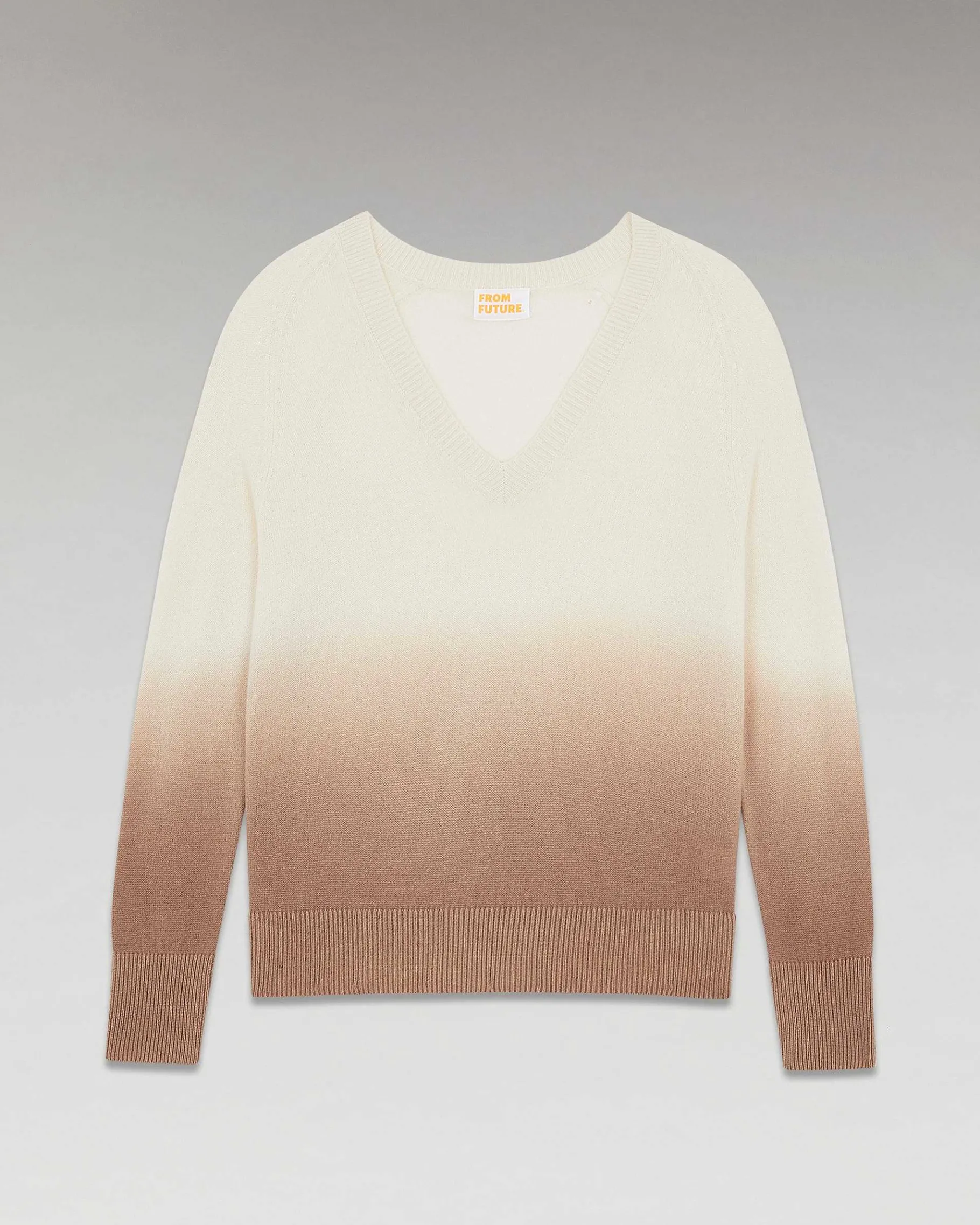 Best FROM FUTURE Pull Col V Dip Dye Leger Camel