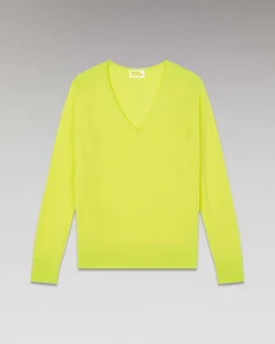 Online FROM FUTURE Pull Col V Oversize Jaune Fluo