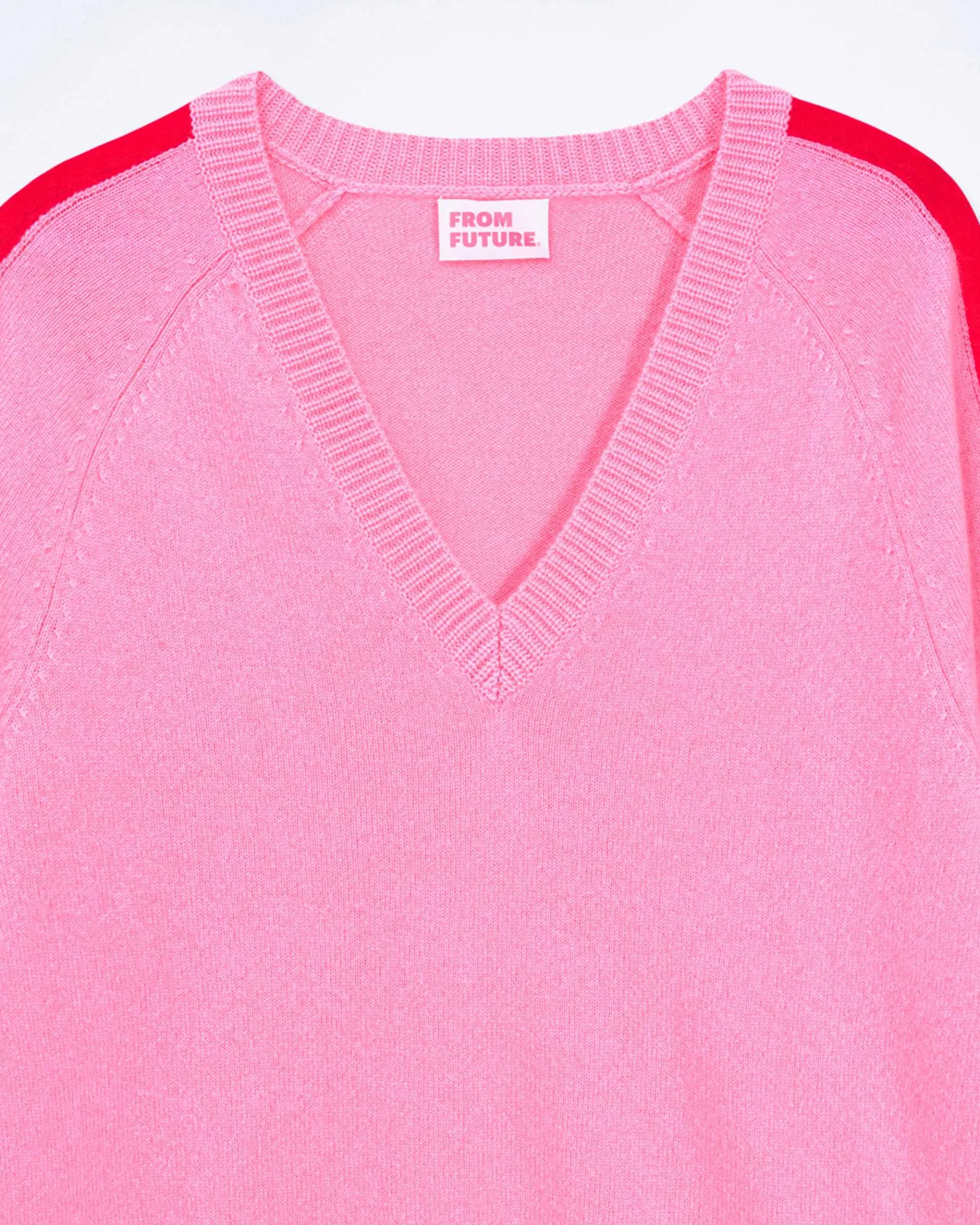 Best FROM FUTURE Pull Col V Oversize Bande Manches Light Surf Pink