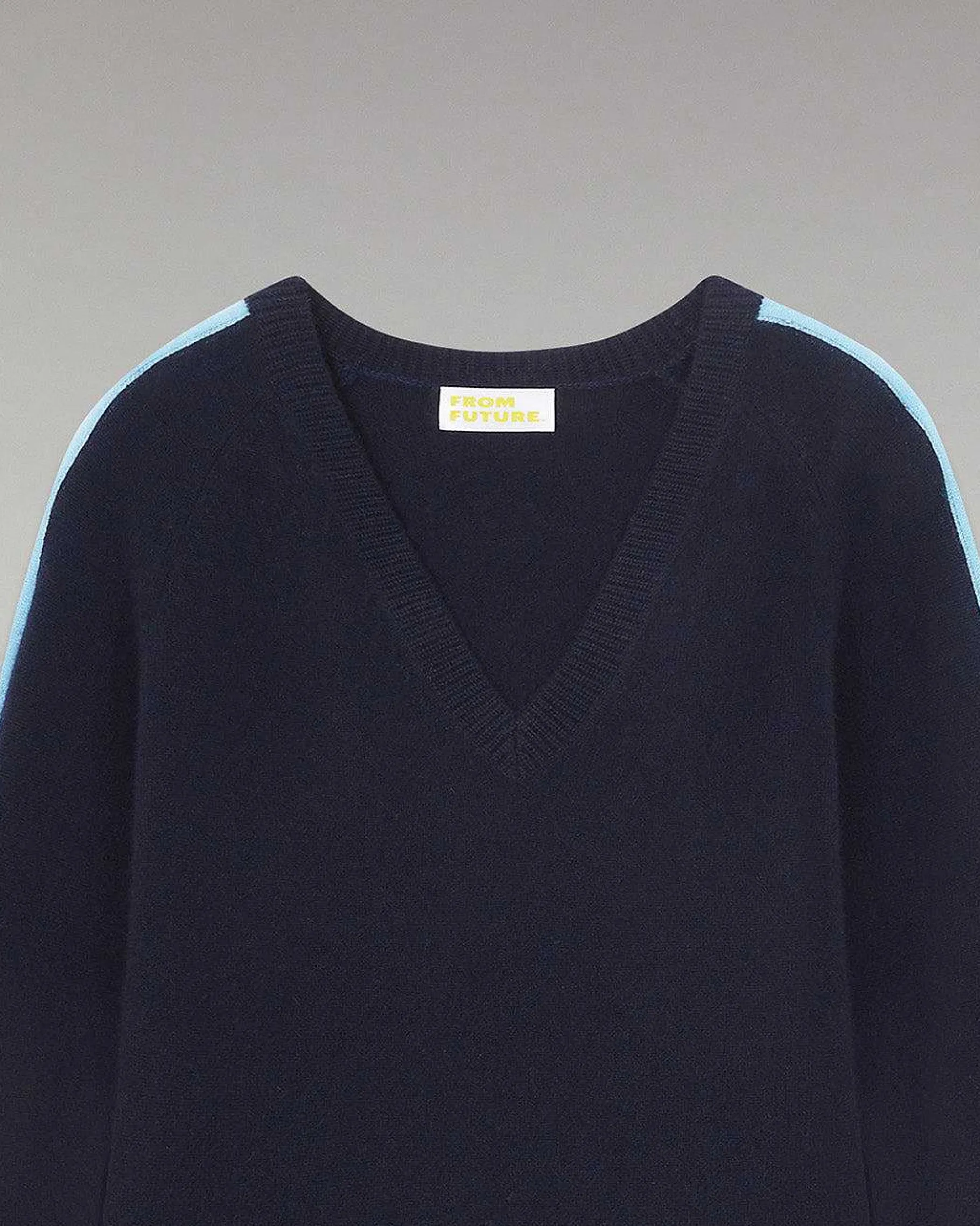 Online FROM FUTURE Pull Col V Oversize Bandes Bicolore Leger Navy