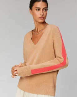 Best FROM FUTURE Pull Col V Oversize Bandes Bicolore Leger Electric Blue