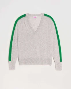 Clearance FROM FUTURE Pull Col V Oversize Bandes Bicolore Leger