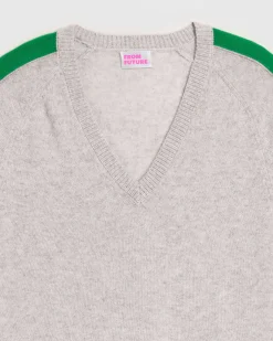 Hot FROM FUTURE Pull Col V Oversize Bandes Bicolore Leger