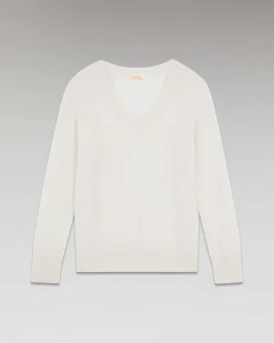 Hot FROM FUTURE Pull Col V Oversize Leger Ecru