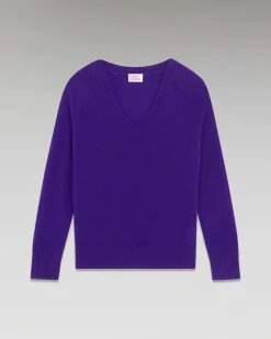 Outlet FROM FUTURE Pull Col V Oversize Leger Winter Purple