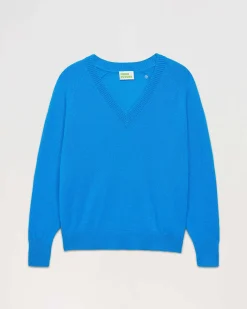 New FROM FUTURE Pull Col V Oversize Leger Passion Blue