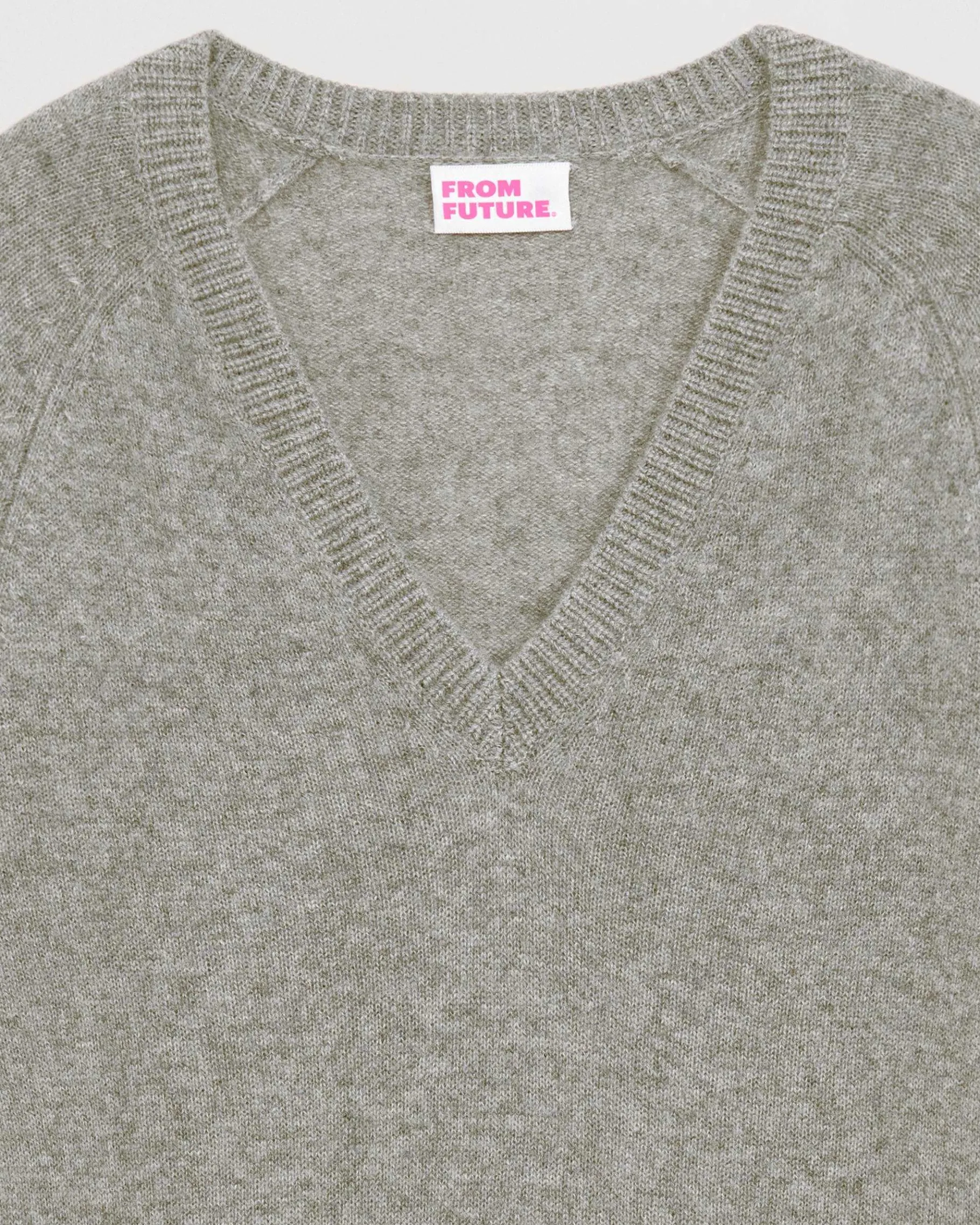 Discount FROM FUTURE Pull Col V Oversize Leger Gris Chine Fonce