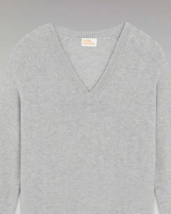 FROM FUTURE Pull Col V Oversize Leger Gris Chine Clair